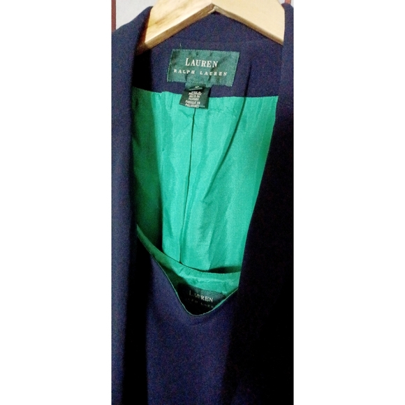 Lauren Ralph Lauren Women's Triacetate   Jacket and Dress Set - Navy Blue/Green - Picture 15 of 16